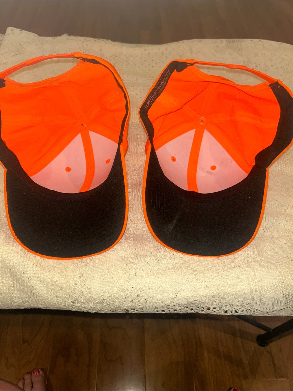 2 Bright Orange Baseball hat for hunters  with Adjustable Fit. - Picture 3 of 4